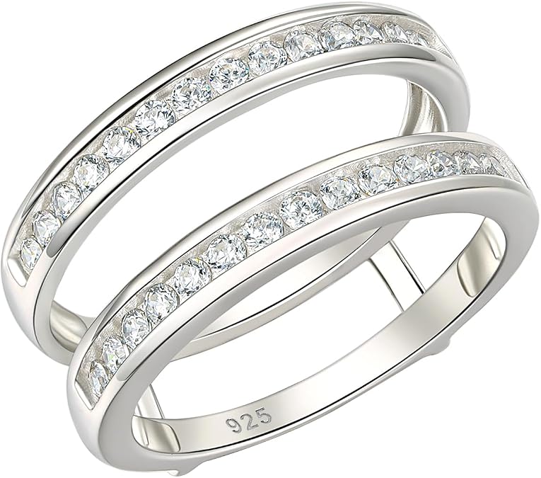 Wuziwen Sterling Silver Wedding Ring Enhancer for Engagement Rings Sz 5-10