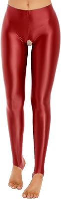 Moily Womens Glossy Compression Leggings Yoga Ultra Soft Stirrup Tights Hollow Out Sexy Stockings