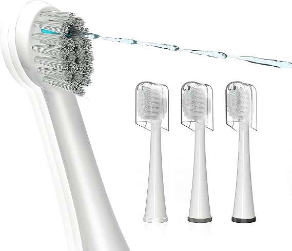 Waterpik Sonic Fusion 2.0 için Yedek Fırça Başlıkları - Renk Kodlu Halkalar ve Hijyenik Kapaklar ile Su pik için Diş Fırçası Başlığı - 3'lü Paket Beyaz Yumuşak Kıllar