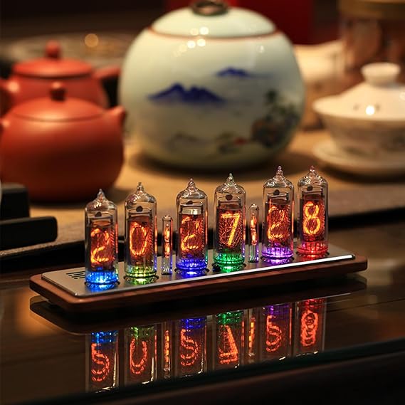 Nixie Clocks,True IN-14 Nixie Tube Clock,Four Language Voice Timing,Multiple Background Light Effects,Web Page Configuration,Remote Control,Professional Safety Packaging