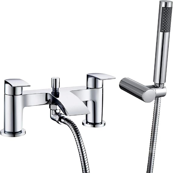 Hapilife Bath Mixer Taps Waterfall with Handheld Shower Head Bathroom Bathtub Tap with Shower Attachment Deck Mount Chrome Brass Tub Taps Monobloc Dual Lever
