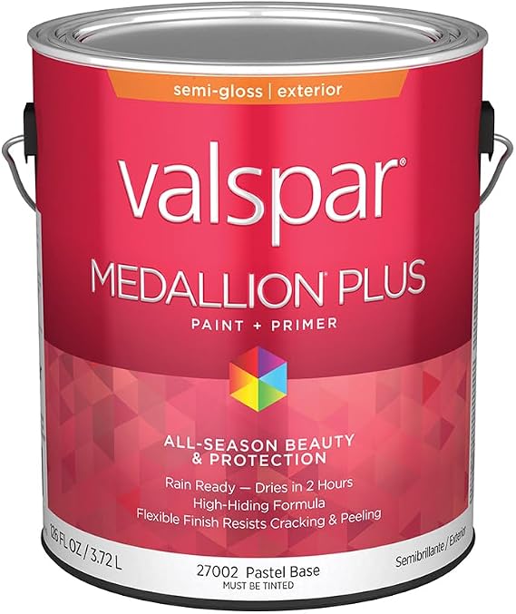 Valspar 27002 Pastel Base Medallion Plus Exterior Paint & Primer, Semi-Gloss, 1 Gallon