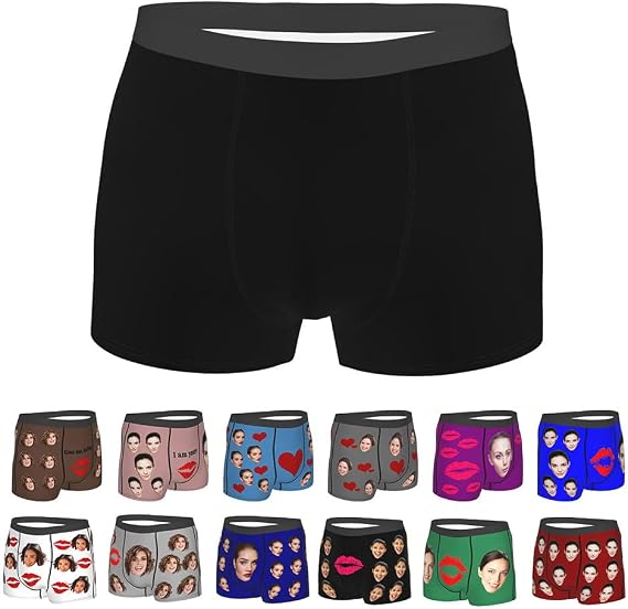 Custom Men's Face Underwear, Customized Mens Boxer Briefs with Face, Personalize Gifts for Boyfriends