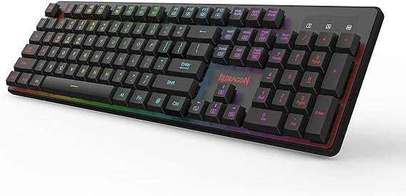 Redragon K509 Pro Wireless Gaming Keyboard, 2.4G and Bluetooth Keyboard, RGB Backlit with 104 Low Profile Keys for Windows PC (Black)