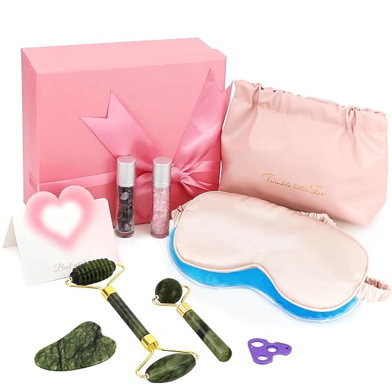 Skincare Gifts for Teen Girls, Jade Roller Gua Sha Facial Spa Tool Set