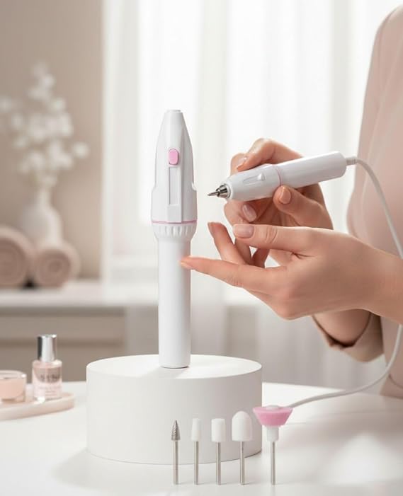 Transformacion Profesyonel 5 Başlıklı Pilli Manikür Pedikür Seti - Güçlü Motorlu Tırnak Törpü Ve Parlatıcı Kit