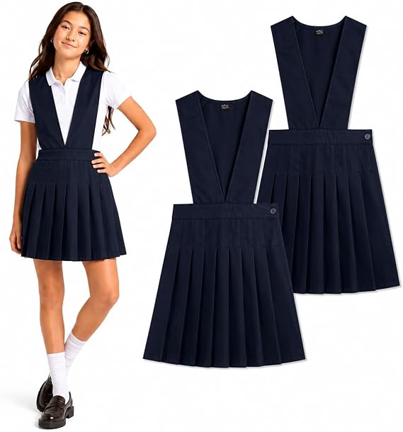 dELiA*s Girls Uniform Jumper 2 Pack Twill School Uniform Jumper Dress