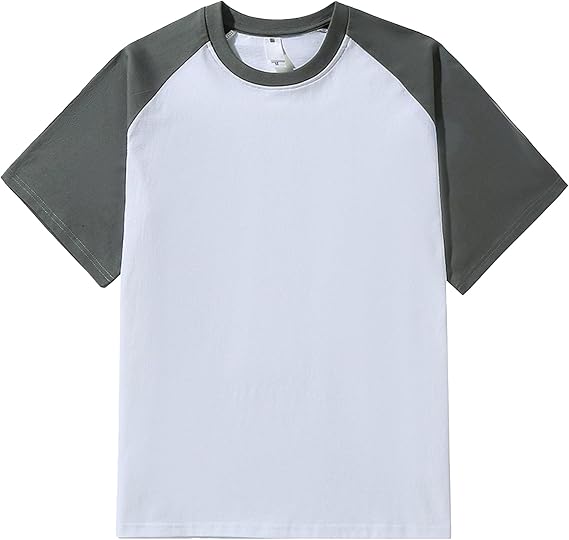 Men's Contrast Color Heavyweight T-Shirt Short Sleeve Cotton Loose Fit T-Shirt Comfort Crew Neck Casual Baseball T-Shirt