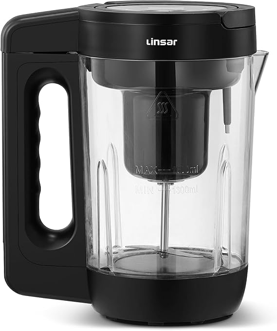 Linsar - Multi Blender - Milk & Soup Maker - Transparent Jug and Stainless Steel Blade - With LED Display, 7 Programms - Keep Warm -1.6 L - 900 W