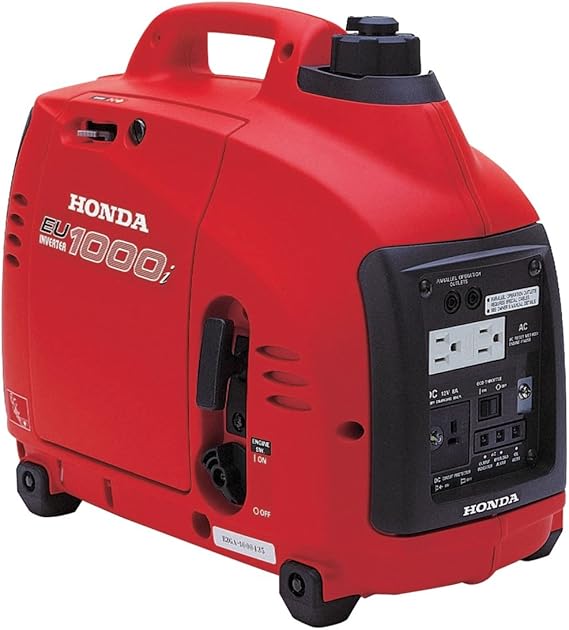 Honda EU1000i Inverter Generator, Super Quiet, Eco-Throttle, 1000 Watts/8.3 Amps @ 120v (Red)