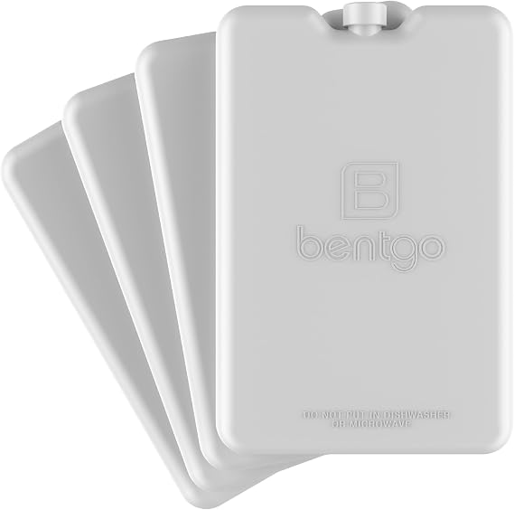 Bentgo Chillers Ice Packs, Slim Reusable Lunch Ice Packs, 4-Pack | Quick-Freeze Design, PFAS & BPA-Free, Keeps Food Cold for Hours, Easy to Clean (Gray)