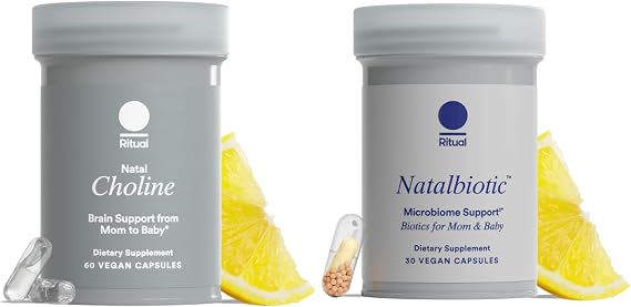 Ritual Natal Choline and Prenatal Probiotics - Support Microbiome, Digestive, and Vaginal Health - Baby's Cognitive Function and Immune Health - Vegan - 30 Servings