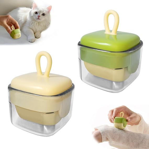 Mini Lint Remover Roller, Reusable Lint Gel Roller, Washable Pet Dog Cat Hair Remover for Clothing, Pet Hair, Dust, Lint, Travel and Home Use (Green+Beige)