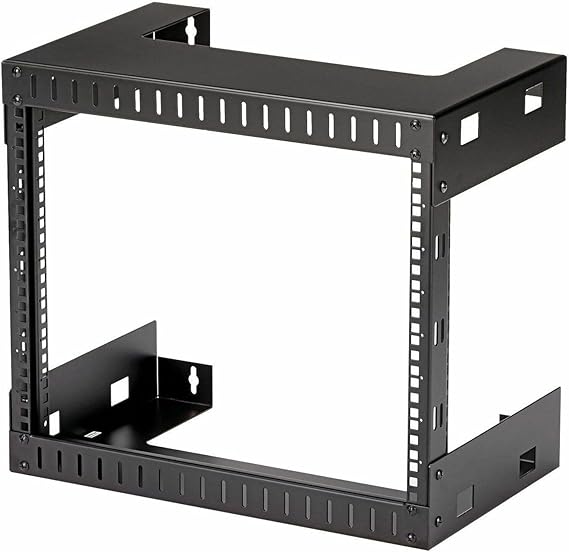2-Post 8U Heavy-Duty Wall-Mount Network Rack, 19" Open Frame Server Rack, 12" Deep, Wall Mount Data Rack for IT / AV / Patch Panel / Computer Equipment, TAA (RK812WALLO)