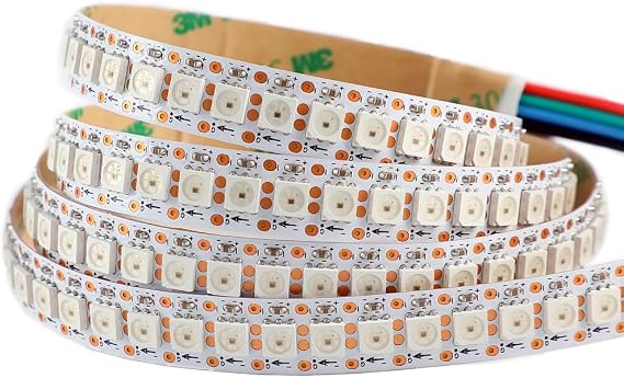 WS2812B 12V WS2815(Upgraded WS2812B) LED Strip Individually Addressable Light Programmable LED Strip with 4pin JST-SM connectors,3.2FT 144LEDS 144Pixels/m Non- Waterproof White PCB