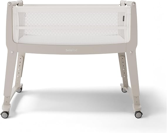 SnuzPod Studio Next to Me Crib, Baby Bed with Zip-Down Wall and 6 Height Settings, Includes Breathable Mattress and Wheels for Newborn (0-6 months), Oslo