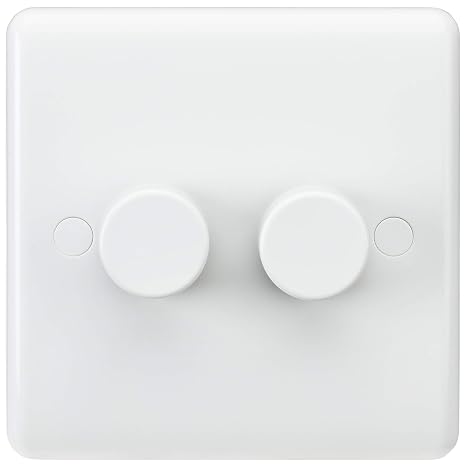 Knightsbridge CU2162 Curved Edge 2 Gang Dimmer, White