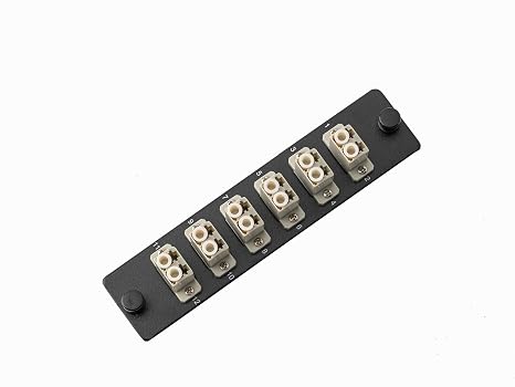 SpeedyFiberTX 1-Pack LGX Compatible Fiber Patch Panel, 12 Fibers, Loaded with Beige LC Couplers Adapters, 12-Fiber Ports with Printed Port Numbers