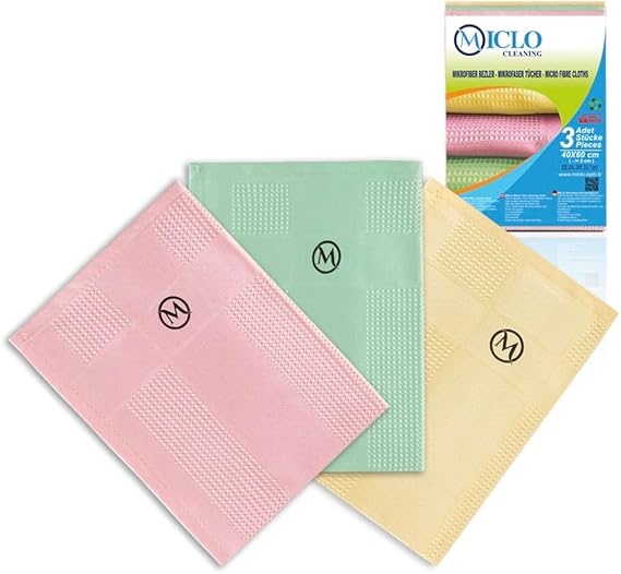 MICLO CLEANING | Microfiber Cleaning Cloth Set of 3 | Magic Cloth | Glass, Mirror Cloth | Soft Series (30x40)