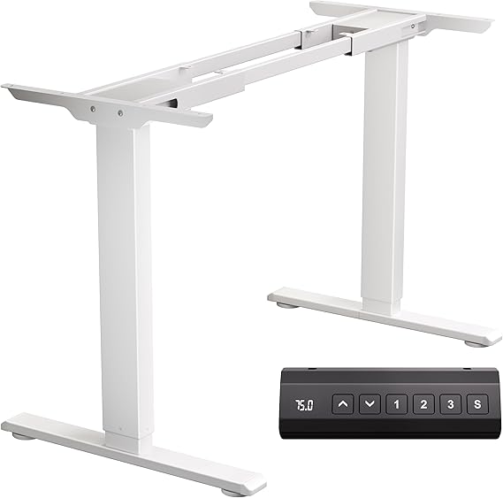 CROWNFURN Dual Motor Electric Standing Desk Frame,Height Adjustable Desk Legs with 330 lbs Capacity,Ergonomic Sit Stand Up Base Workstation for Home Office, White Frame Only