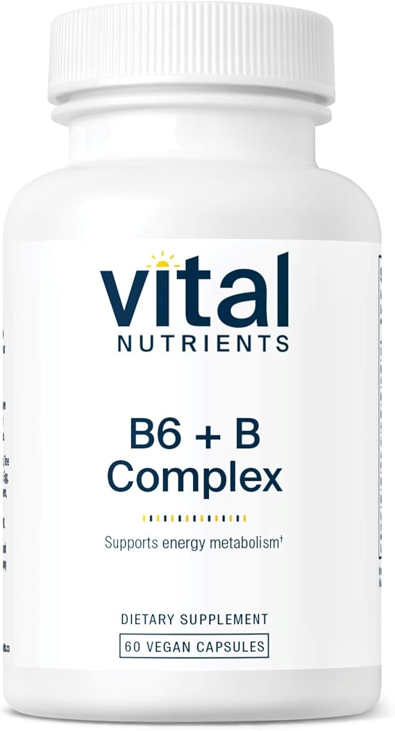 Vital Nutrients Vitamin B6 + B Complex - Vegan Methylated B Vitamins for Energy, Metabolism, Heart Health* - High-Potency Vitamin B6 for Menstrual Discomfort * - Gluten, Dairy, Soy Free - 60 Capsules