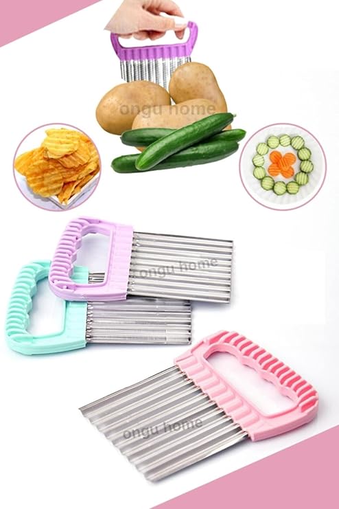 safestore 2-Piece Chips Potato Chopper Shaped Cutter Steel Potato Fruit And Vegetable Chopping Knife