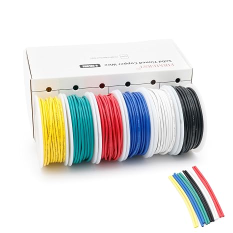 FIRMERST 22 Gauge 30 Feet Solid Core Tinned Copper Hook Up Wire, 6 Colors