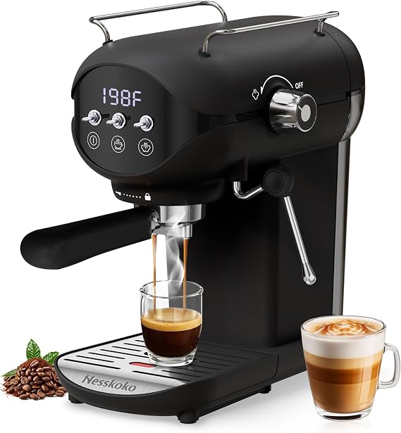 20 Bar Espresso Machine, Compact Espresso Maker with Milk Frother
