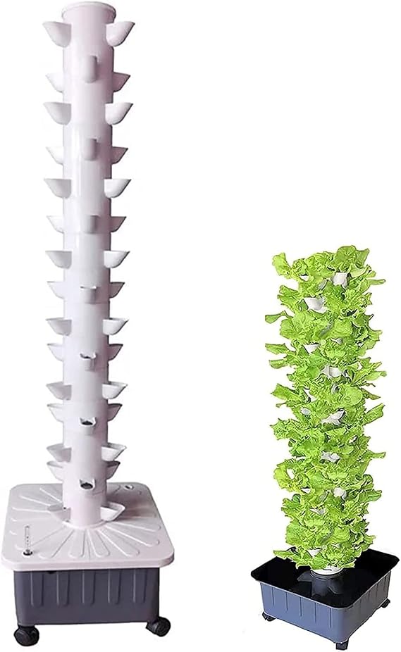 Hydroponics Growing System, Indoor Garden & Vertical Garden Planter, Garden Hydroponic Growing System Vertical Tower, No Soil, White(15 Floors 45 Holes)