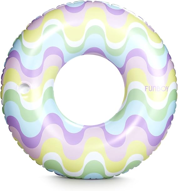 FUNBOY Giant Inflatable 70s Retro Wave Retro Tube Float | Donut Style, Luxury Raft, Summer Pool Parties, Entertainment