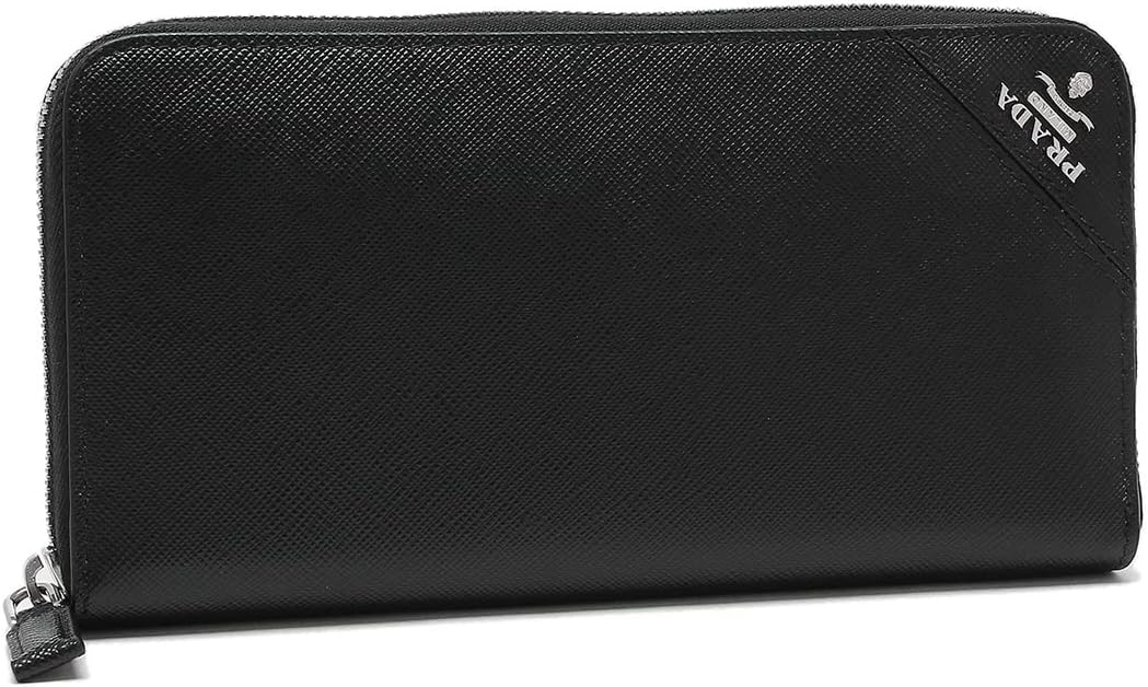 Prada 2ML317 Saffiano Mens Long Wallet, Round Zipper, Solid Color
