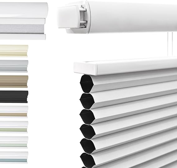 Blackout Top Down Bottom Up Cellular Blinds No Drill No Tools Custom Cordless Honeycomb Shades for Window Privacy Blinds Window Treatment,Blackout