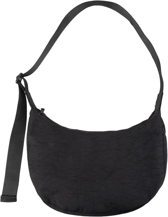 Nylon Crescent Shoulder Bag for Women Men,Crossbody Bag with Adjustable Strap&Dual Interior Zip Pocket