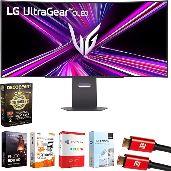 LG 39GX900A-B 39 Inch Ultragear OLED WQHD 240Hz 0.03ms 800R Curved Gaming Monitor Bundle with Elite Suite 18, 2X HDMI Cable and Deco Gear CPS Exclusive 26 Month Protection Pack (BEACH-CPS-26M1000)