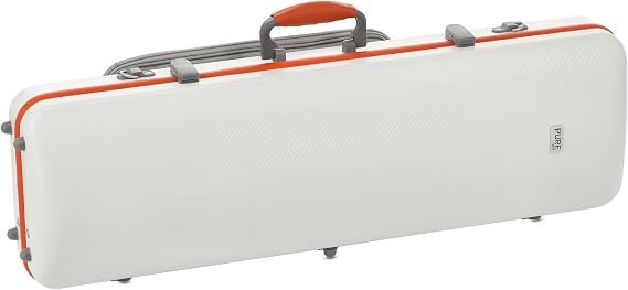 GEWA Violin Case Fun Series Polycarbonate 4/4-1/2 Size White/Orange, Interior Black, 2 Removable Backpack Straps, Accessory Pocket, Padded Suspension, Additional Side Handle