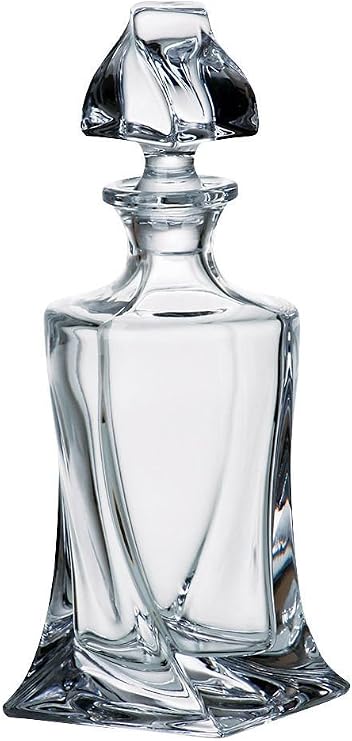 Crystalex Bohemia Quadro Decanter, 17-Ounce Bohemian Crystal Glass Liquor/Vodka Carafe with Glass Stopper
