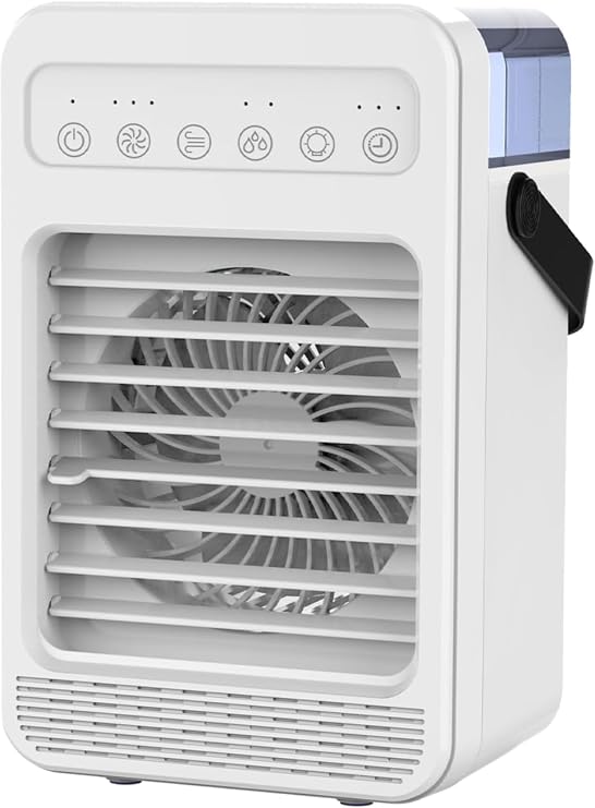 Portable Air Conditioners, Mini Air Conditioner Personal Evaporative Air Cooler with 4 Speeds 7 Colors, 600ML Portable Ac Unit Fan 2 Cool Mist Water Tank for Room Office Car