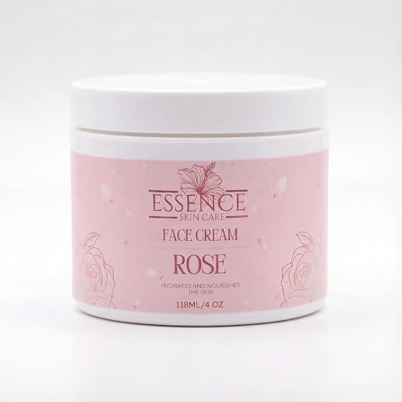 Essence Skin Care Rose Face Cream, Deeply Hydrating, Nourishing Moisturizer with Rose Water, Aloe Vera, Sweet Almond Oil, Shea Butter, Hyaluronic Acid, Hibiscus Extract