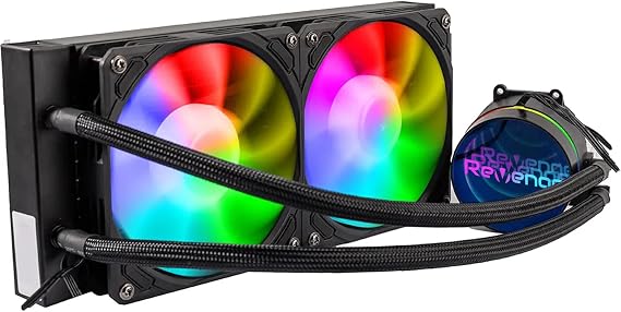REVENGE Nitro Cold 200 Intel and AMD Supported Infinite Panel CPU Processor 240mm Liquid Cooling System (Black) with RGB Fan