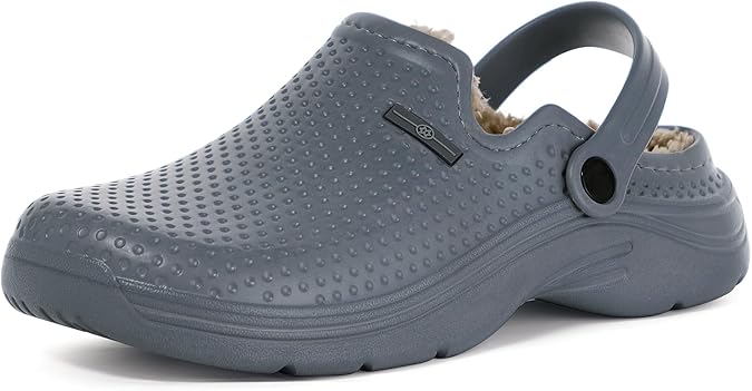 Womens Mens Fur Lined Clogs Waterproof Garden Clog Shoes Winter Warm Fleece Lining Fuzzy House Home Slippers Indoor Outdoor Mules