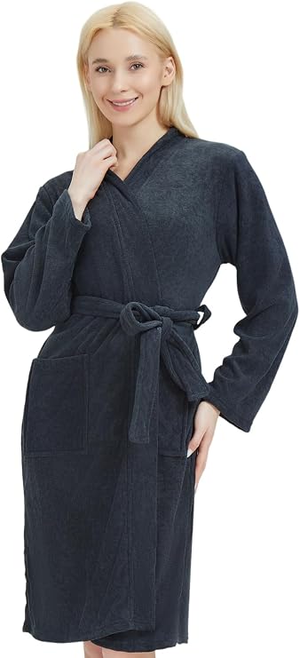 Women's Robe Lightweight Terry Cloth Kimono Robes Knee Length Bathrobe
