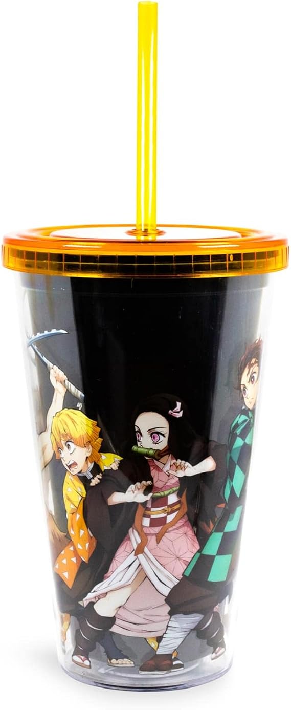 Demon Slayer 16-Ounce Acrylic Carnival Cup With Reusable Straw And Leakproof Lid | BPA-Free Plastic Tumbler, Tall Cold Cup Drinkware | Home & Kitchen Essentials | Anime Manga Gifts And Collectibles