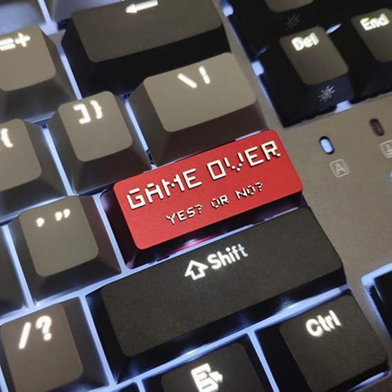 Gameover Mechanical Keyboard Aluminum Alloy Enter Keycaps OEM Profile for KBC Filco Black Purple Color YES Or NO Metal Key Cap (Red)