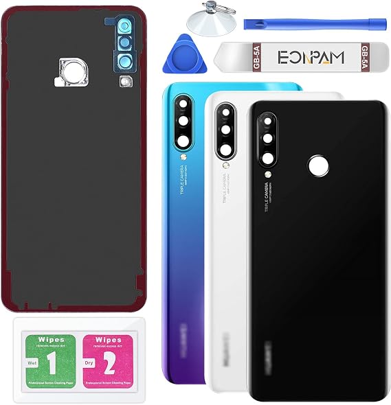 Back Cover Glass for Huawei P30 lite MAR-LX1/LX2/LX3/L00 Black