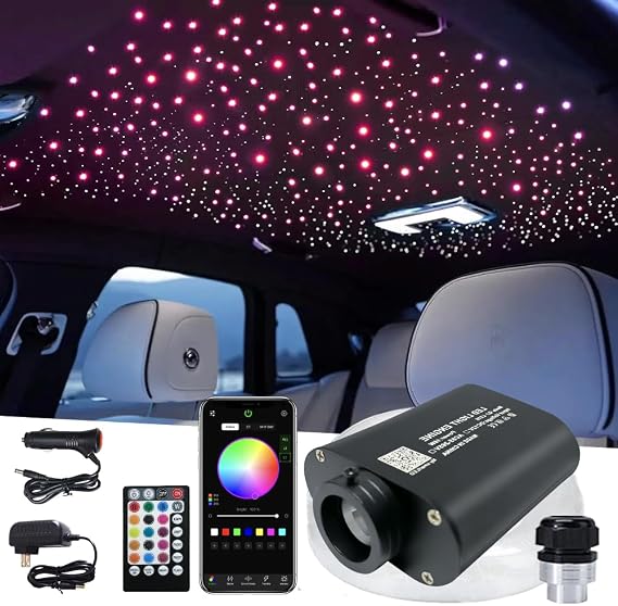 Firework 16W RGBW LED Fiber Optic Lights Star Ceiling Light Kit, Remote+APP+Music Mode Sound Sensor for Car & Home Decoration with Optical Fiber 160pcs 0.03in 6.5ft/2m