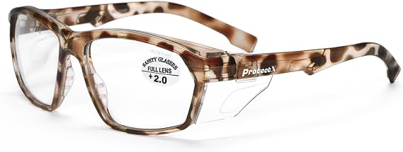 ProtectX Stylish Anti-Fog & Scratch-Resistant Safety Glasses With Readers, UV Protection Goggles, Anti-Impact Lightweight Glasses for Men&Women Leopard print Reading 2.0
