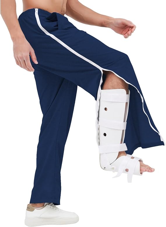 Mens Post Surgery Tearway Pants 2 Side Zippers Basketball Pants Sweatpants