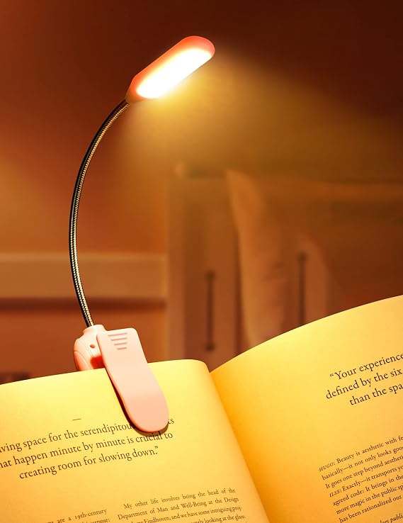 Monotremp Book Lights for Reading at Night in Bed, 80 Hours Runtime Rechargeable Reading Lights for Books in Bed, 3 Brightness Levels 3 Color Temperatures, 1.3 oz Lightweight