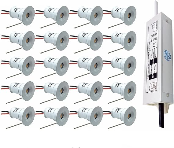 16Pack Recessed Spotlights - 1W Mini LED Downlight, 12V Concealed Background Wall Ceiling Light, 15mm Recessed Dimmable Spot Light(Warm White 3000k,30 Degrees)