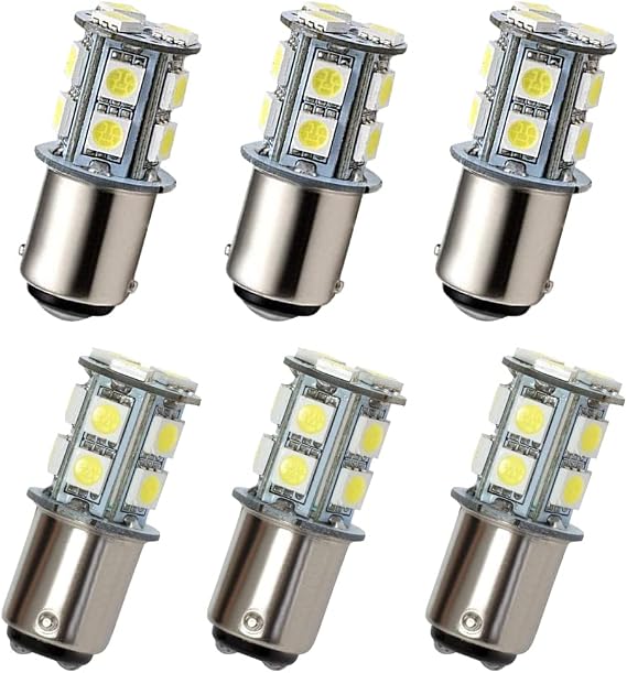 GRV Ba15d 1142 1076 13-5050SMD Cool White LED Bulb AC/DC12V-24V RV Light Bulbs Interior,Replacement for 12Volt Turn Single Light Bulb,Travel Trailer,Boat Lights,Camper Light Bulbs (Pack of 6)